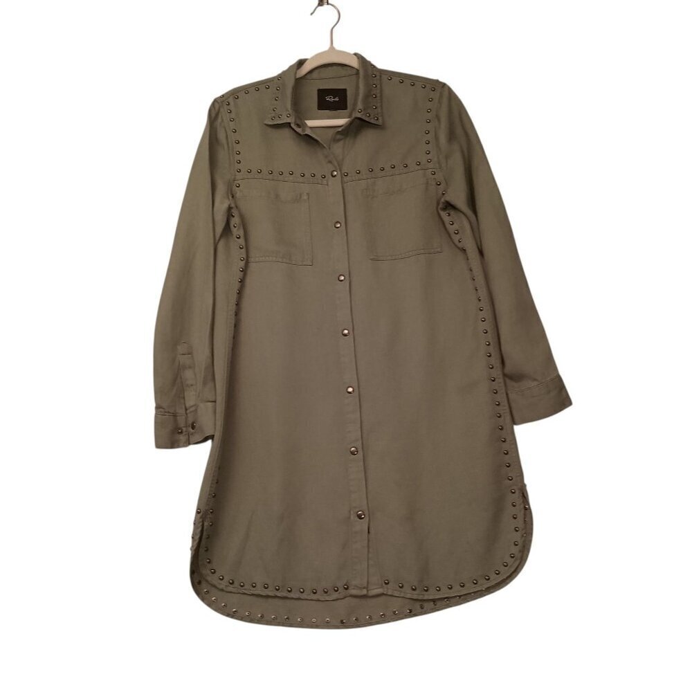 Rails Studded Bowie Sage Green Shirt Dress Boho Preppy Western Size Small
